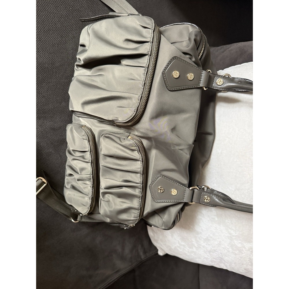 MZ Wallace Gray Nylon and Leather Bedford Jane Shoulder Bag with Zip Pouch - Picture 9 of 16